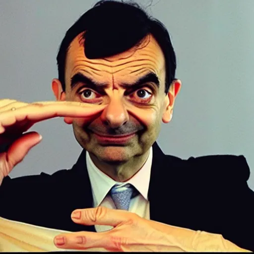 Prompt: mr bean dabbing twitch stream