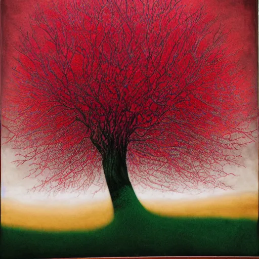 Prompt: tree made of velvet, velvet art, etching, velvet etching, velvet tree, red velvet material