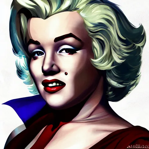 Prompt: marilyn monroe as supergirl, highly detailed, charlie bowater character art.