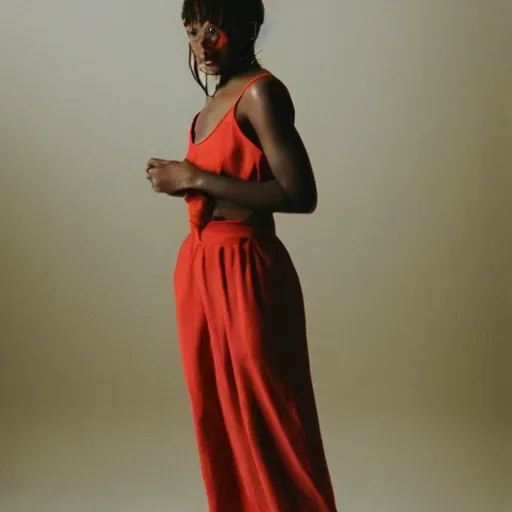 Image similar to realistic! photoshoot for a new aime leon dore lookbook, color film photography, portrait of a beautiful woman, photo in style of tyler mitchell, 35mm