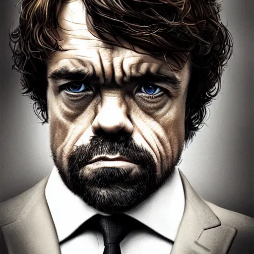 Image similar to peter dinklage as james bond, digital painting, extremely detailed, 4 k, intricate, brush strokes, mark arian, artgerm, bastien lecouffe - deharme