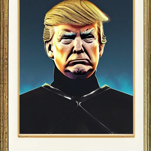 Prompt: donald trump as a knight, shinning armor, knights armor, donald trumps sexy face, intimidating pose, by hans thoma