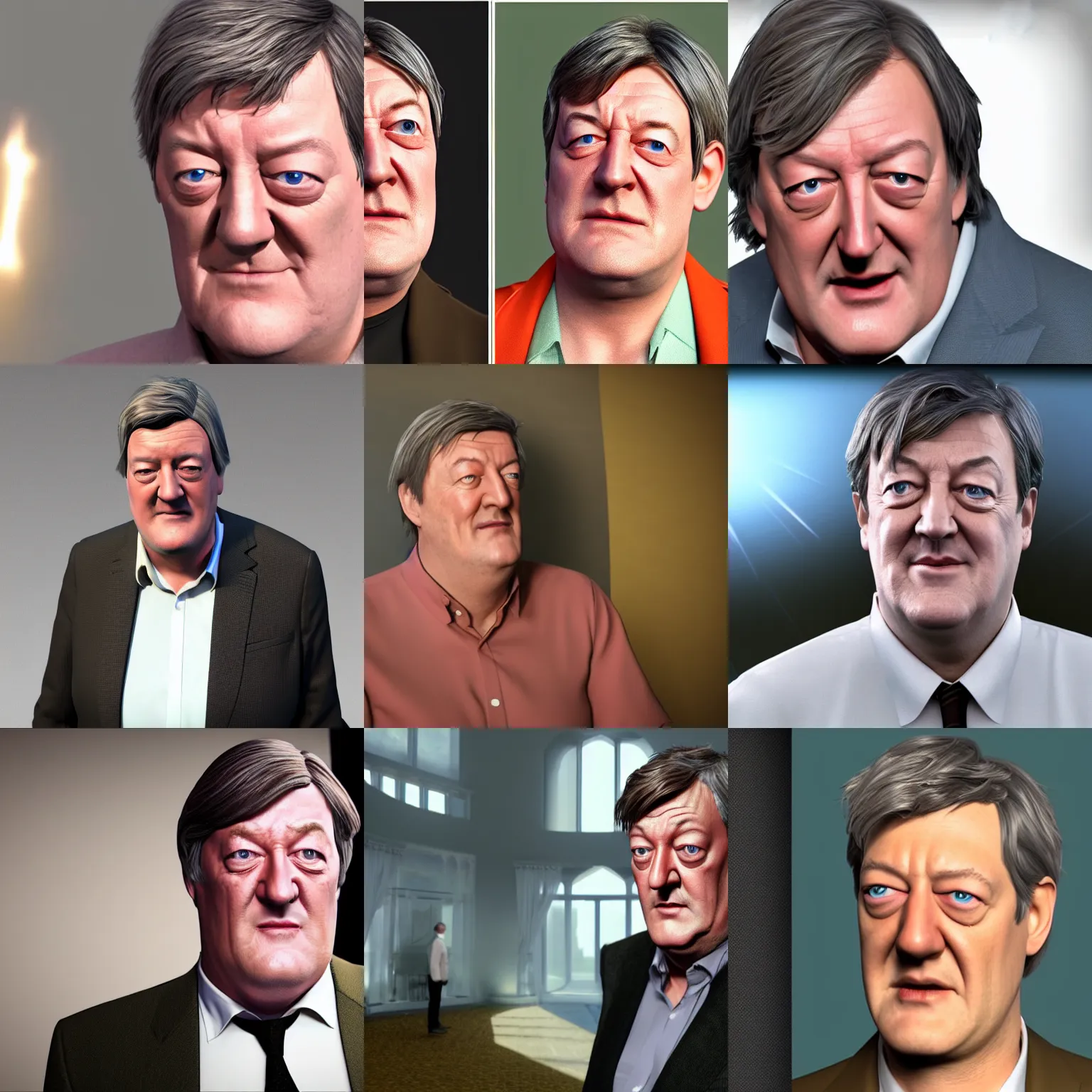 Prompt: stephen fry as a cgi render in unreal engine