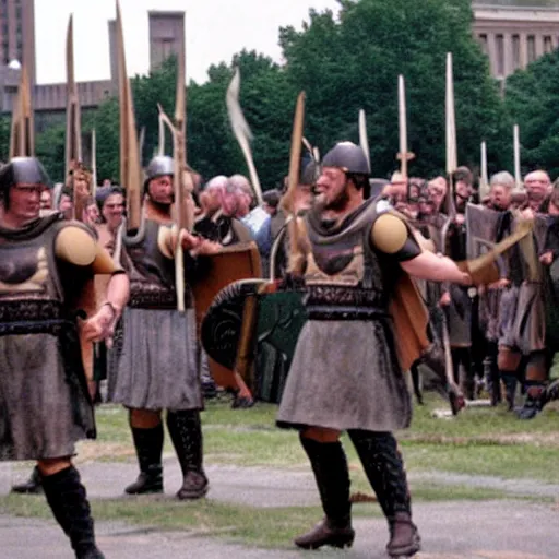 Image similar to roman legions shooting in front of the pentagon ( 2 0 0 3 )