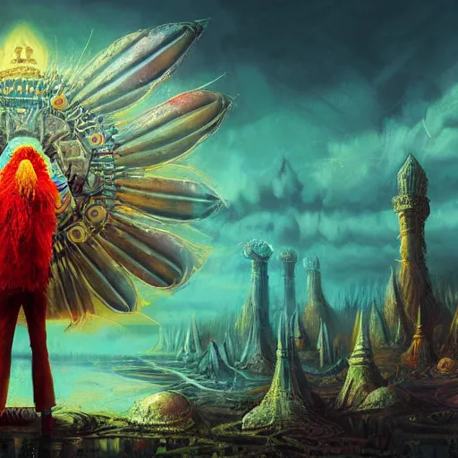 Image similar to 8K centered headshot Portrait of a psychedelic godlike mothman posing with a cigar with giant mandala wings smoking a hand-rolled cigarette smoking heavily , magic mushroom village in background , post-processing , award winning. superb resolution. in the art style of Satoshi Kon and Greg Rutkowski . Detailed Mushroom city in background. Hyper realistic anime. Perfect art. Dalle2