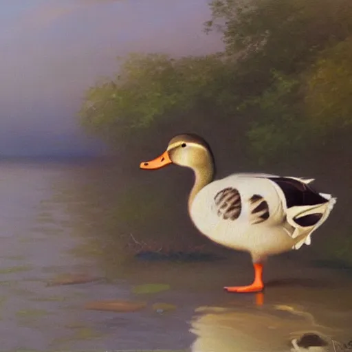 Image similar to a duck on the prowl oil painting alexander roitburd