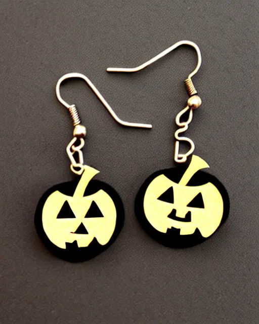 Image similar to spooky jack'o'lantern, 2 d lasercut earrings,