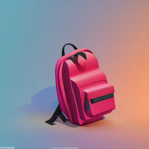 Prompt: a model backpack in strawberry fruit shape, digital art, artgem, octane render, lowpoly render, artstation, hasselblad photo, 4 k resolution, fashion design, product photo, product design, colorful background, strawberry