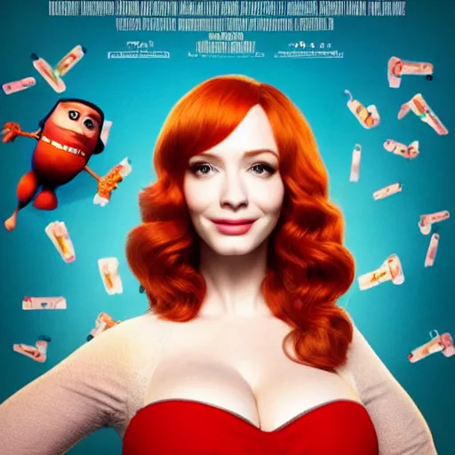 Prompt: 3 d render of christina hendricks as a pixar 2 0 2 2 movie poster, smooth, intricate, octane, reflects, ultra detailed, sharp focus, symmetry