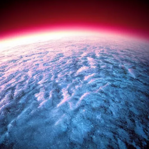 Image similar to Space photograph of the surface of an exoplanet, sharp, detailed, clouds, exotic endless horizon, beautiful landscape, colorful, award winning photography