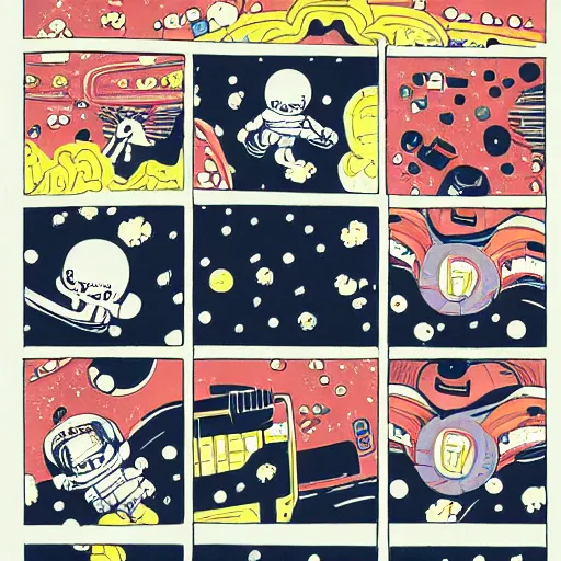 Prompt: monkey in space by daniel clowes and james jean