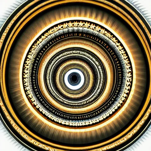 Image similar to three dimensional multilayered patterns inside a spiraling vortex, intricate detail, complex, jade, gold, silver, obsidian, ornate,