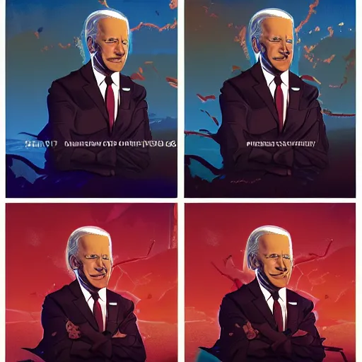 Image similar to President Joe Biden. Glowing eyes. Fantasy concept art. Best of ArtStation.