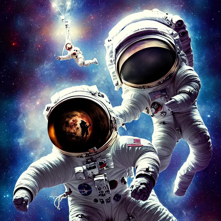 Image similar to epic professional digital art of terrified astronaut in spacesuit plummeting out of space, painted,, horror, leesha hannigan, wayne haag, reyna rochin, ignacio fernandez rios, mark ryden, iris van herpen, best on artstation, best on cgsociety, epic, stunning, gorgeous, much wow, cinematic, masterpiece