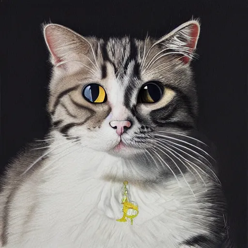 Image similar to winking cat, realistic, painting, 4 k