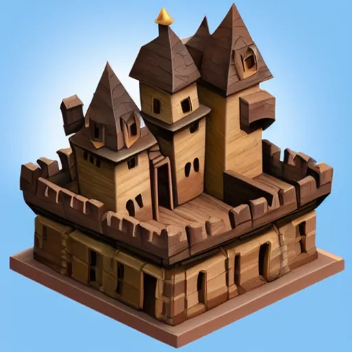 Prompt: wooden castle,cartoony,isometric sky view,3D,diorama,high quality!!!!!!!!!!!!!!!
