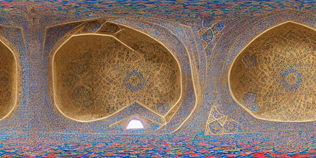 Image similar to equirectangular view of the nasir al - mulk mosque in iran