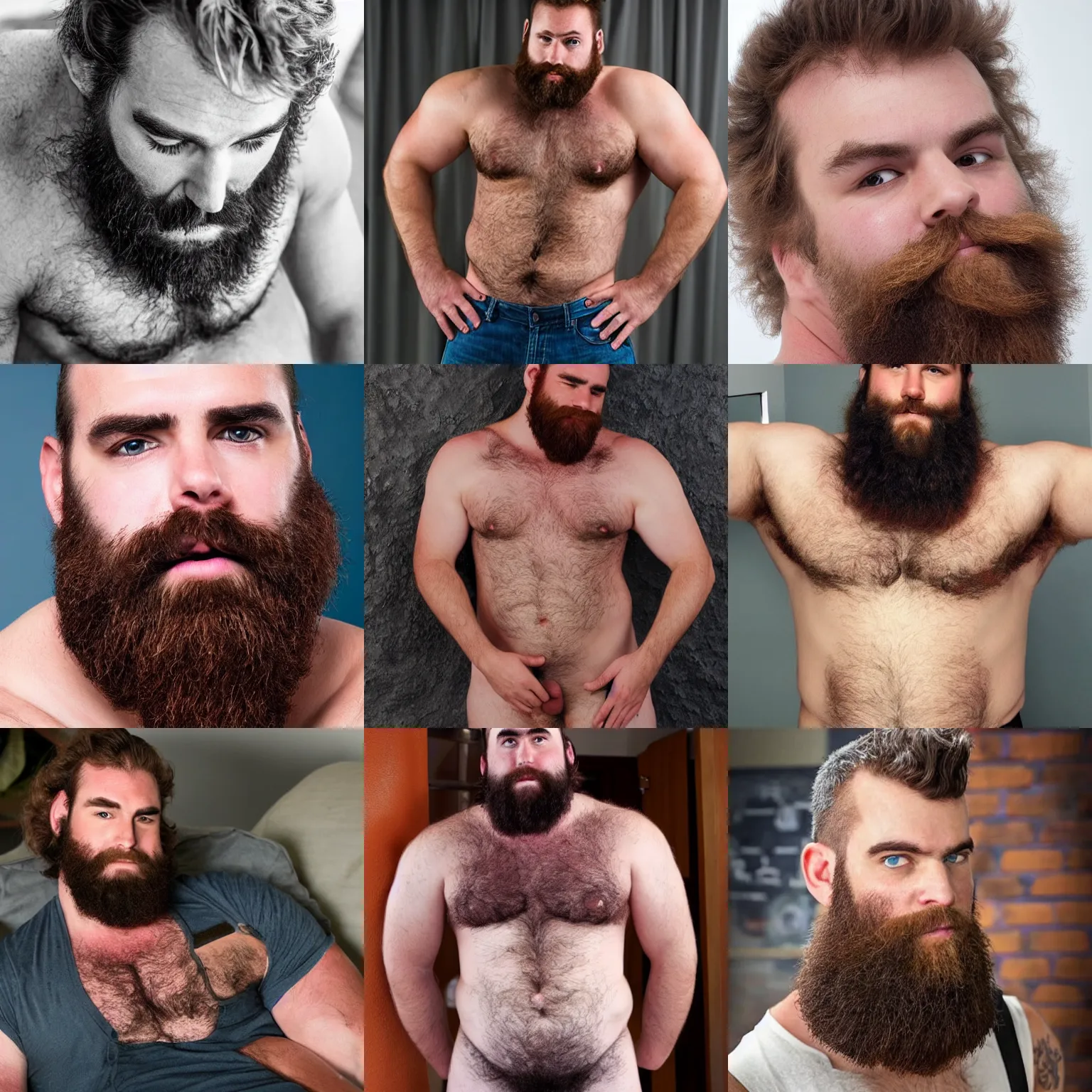 Prompt: gentle manly hairy burly giant