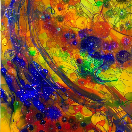 Prompt: Liminal space in outer space painting by Jean Jiraud slightly inspired by Dale Chihuly