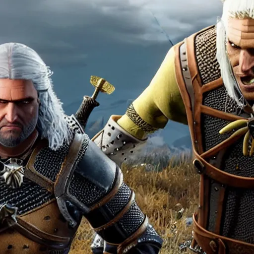 Prompt: spongebob as geralt of rivia in the witcher 3, riding his horse