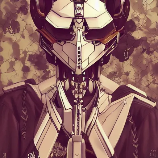 Prompt: anime manga skull portrait young woman gundam cyborg skeleton, intricate, elegant, highly detailed, digital art, ffffound, art by JC Leyendecker and sachin teng