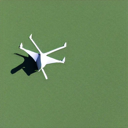 Prompt: new minimalist low poly drone seen flying above a cornfield photograph