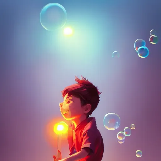 Prompt: boy with bubbles, behance hd by jesper ejsing, by rhads, makoto shinkai and lois van baarle, ilya kuvshinov, rossdraws global illumination