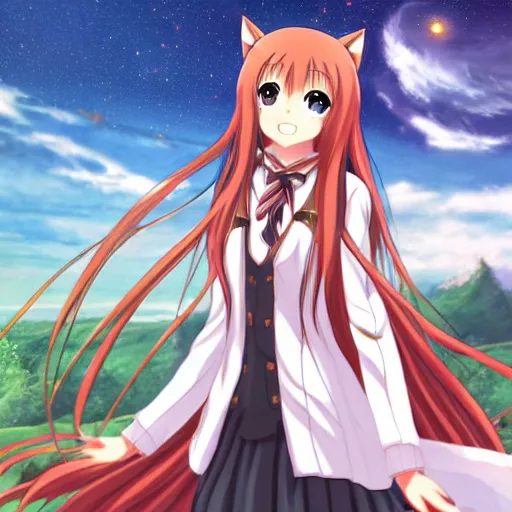 Image similar to The Spice&Wolf Anime | kenrou horo as Shoujo Protagonist | key visual, Pixiv