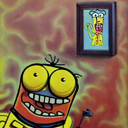 Prompt: a painting of spongebob squarepants by salvador dali, surrealism