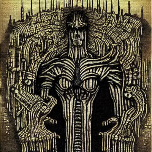 Image similar to dante's inferno by hr giger as pixel art