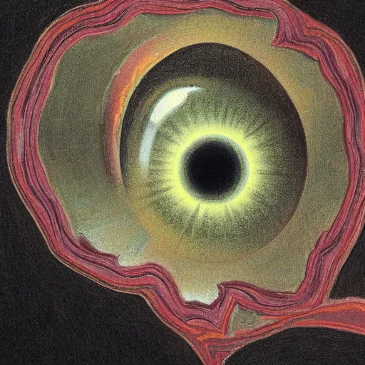 Prompt: venetian painting closeup of a eyeball with many pupils by benoit b. mandelbrot