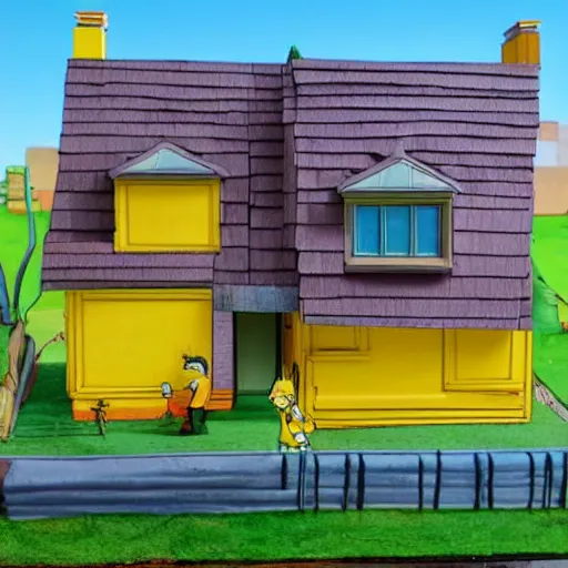 Prompt: Diorama of the house in The Simpsons