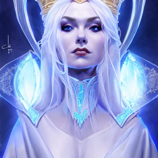 Image similar to beautiful ice queen in ornate robes, highly detailed, 8 k, hdr, award - winning, trending on artstation, clayton crain