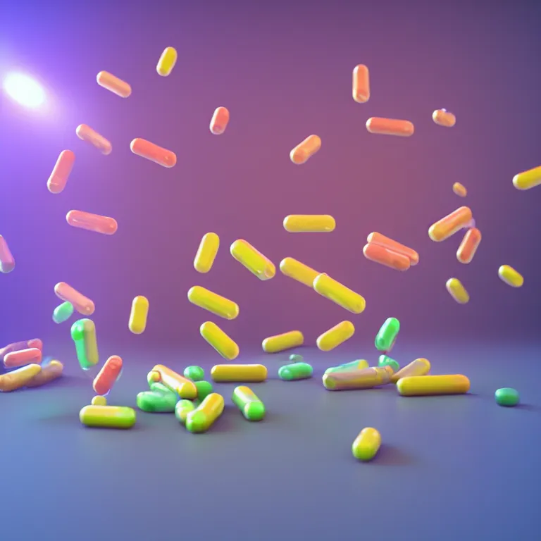 Prompt: 3D perspective of multicolored medical pills being thrown at you, epic scale ultrawide angle, 3D rendered, Vray rendered, octane render, unreal engine
