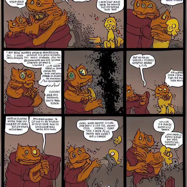 Prompt: eldritch lovecraftian garfield crying at odie's grave