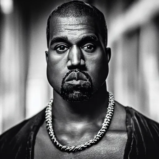 Image similar to Kanye West as pharaoh, portrait, 40mm lens, shallow depth of field, close up, split lighting, cinematic