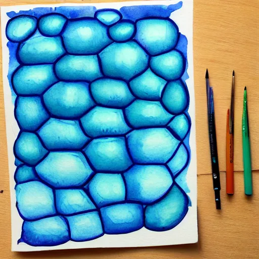 Prompt: highly intricate interlocking aqua blue blobs, watercolor pen drawing