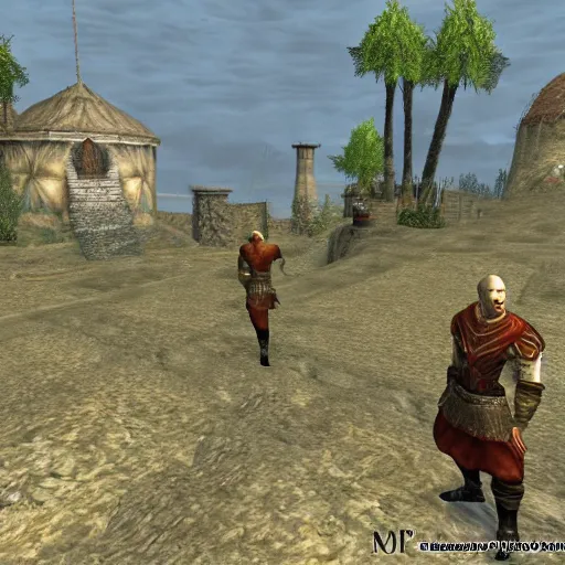 Prompt: Alexander Lukashenko in Elder Scrolls III: Morrowind, 2002 Morrowind graphics