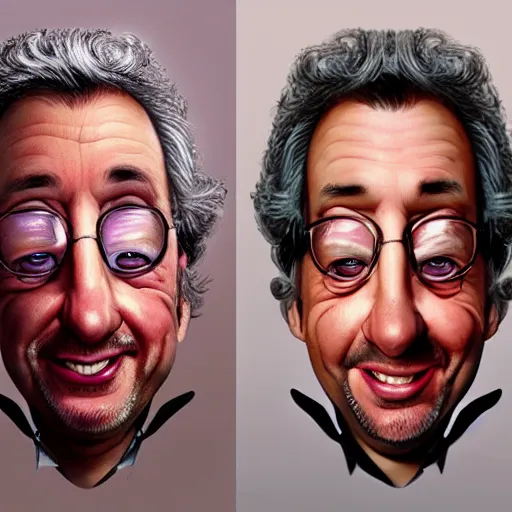 Image similar to Caricature portraits done of Gene Ween, realistic, hyperrealistic, very realistic, highly detailed, very detailed, extremely detailed, detailed, oil painting, digital art, trending on artstation