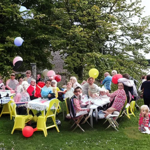 Prompt: photo of a birthday party in bretagne