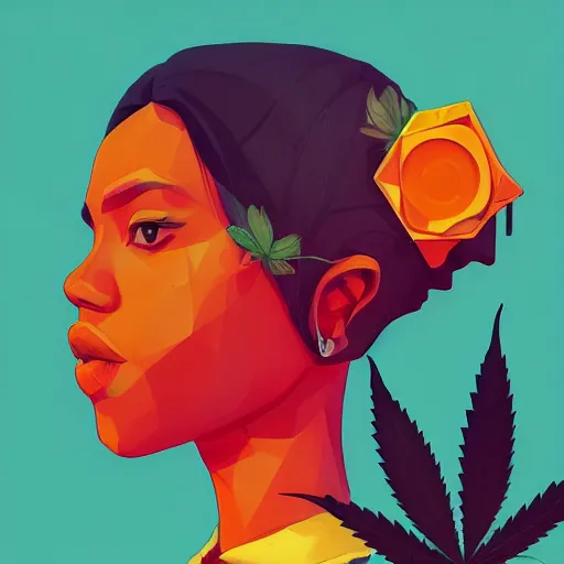 Image similar to profile picture for the city girls, marijuana organic painting, marijuana, matte, hiphop, hard edges, energetic, 3 d shapes, asymmetrical, smoke, green, highly detailed, by sachin teng