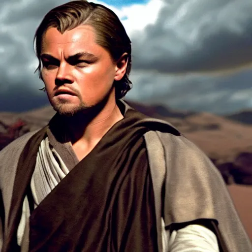 Prompt: leonardo dicaprio as anakin skywalker in star wars, 8 k resolution, cinematic lighting, anatomically correct, realistic a scene from the film