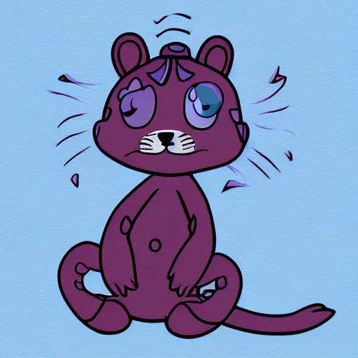 Image similar to furry ( fandom ) art of a cute anthropomorphic purple cartoon otter with antennas, digital art, painting, trending on furaffinity