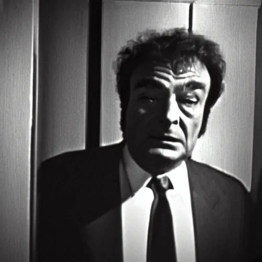 Prompt: grainy photo of detective columbo as a creepy monster in a closet, harsh flash