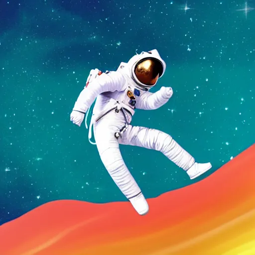 Image similar to A still cut of an astronaut Moonwalk dancing on the moon’s surface, kpop style colors, smokey background