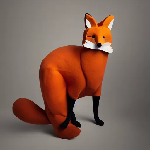 Image similar to a chair in the shape of a fox, advertising photography