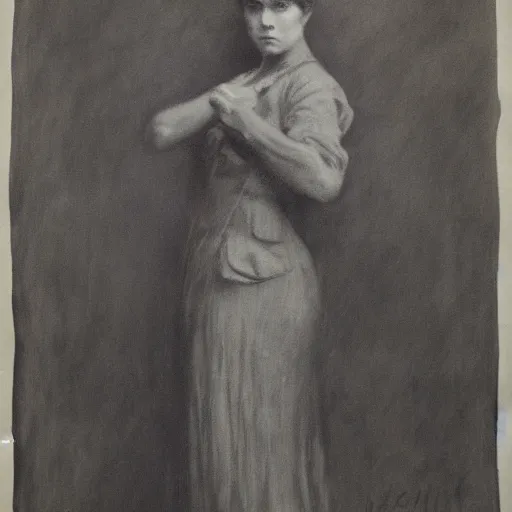 Image similar to ww 1 action heroine by alfred stevens in charcoal