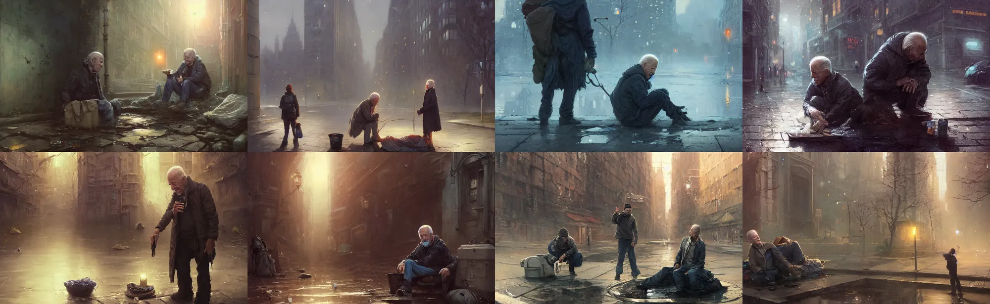 Prompt: highly detailed portrait of joe biden as a homeless, stuck in the sewer, stephen bliss, unreal engine, fantasy art by greg rutkowski, loish, rhads, ferdinand knab, makoto shinkai and lois van baarle, ilya kuvshinov, rossdraws, tom bagshaw, global illumination, radiant light, detailed and intricate environment