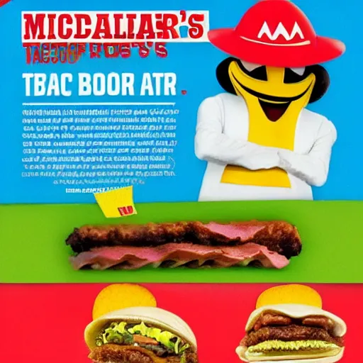 Image similar to promotional advertisement for mcdonald's burger taco