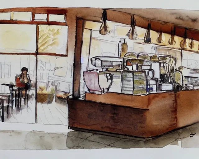 Image similar to a coffee shop smooth light color watercolor pen